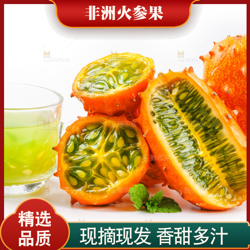 白底上摆放着刺角瓜
