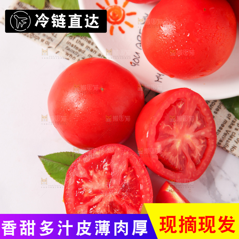浅底上摆放着沙瓤西红柿