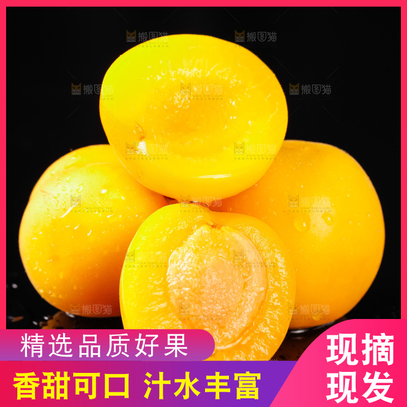 黑底上摆放着新鲜麦黄杏
