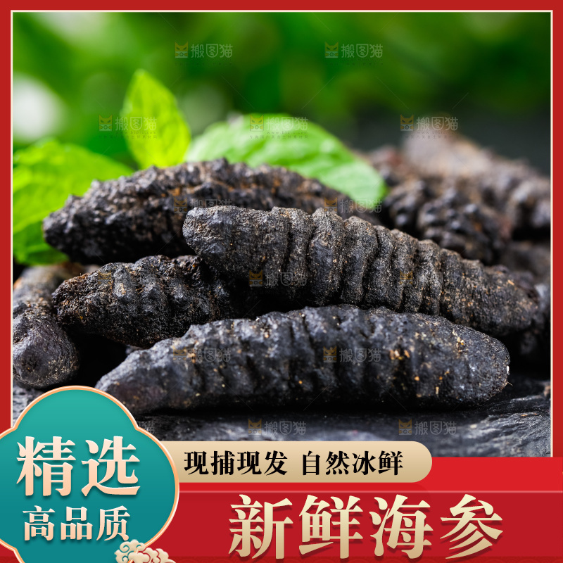 木底上摆放着干海参