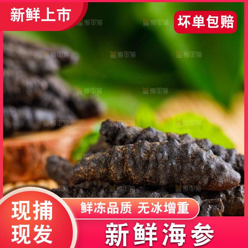 竹垫上摆放着海参