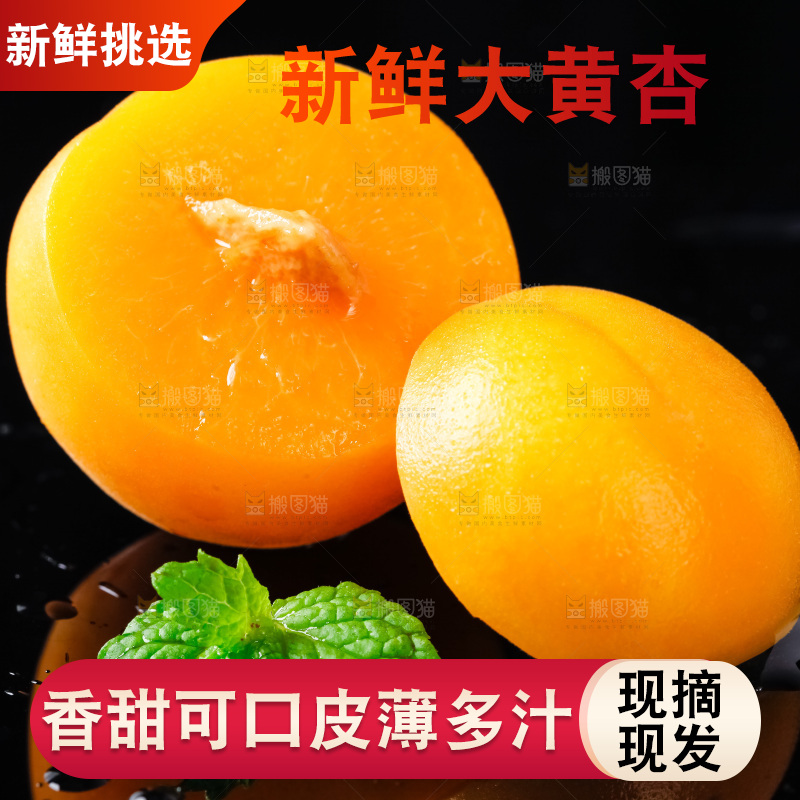 黑底上摆放着新鲜麦黄杏