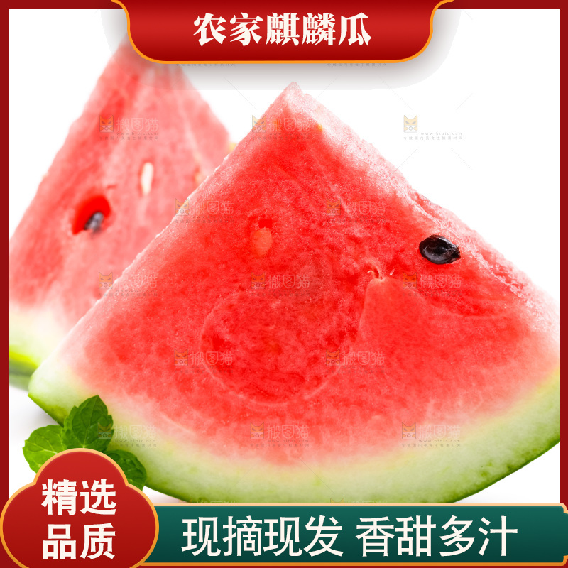 白底上摆放着麒麟瓜