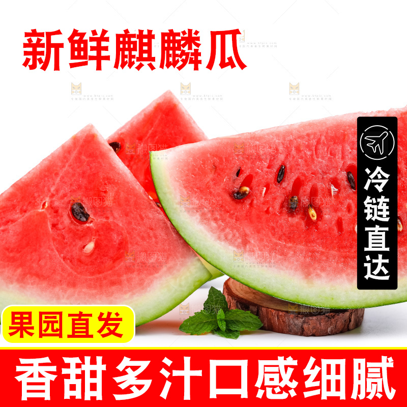 白底上摆放着麒麟瓜