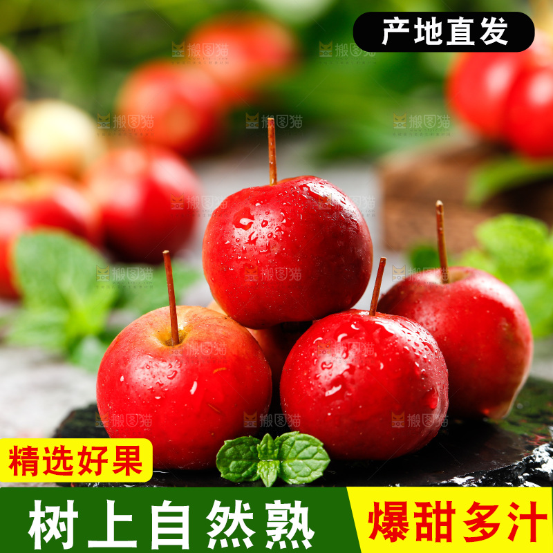 黑石板上的海棠果
