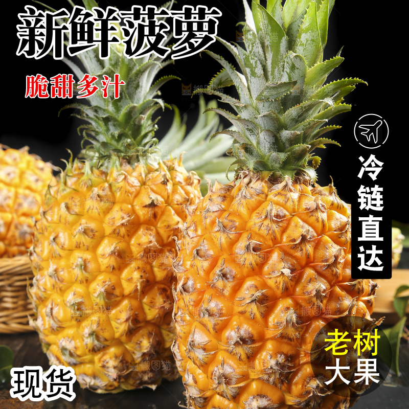 黑底上的新鲜菠萝