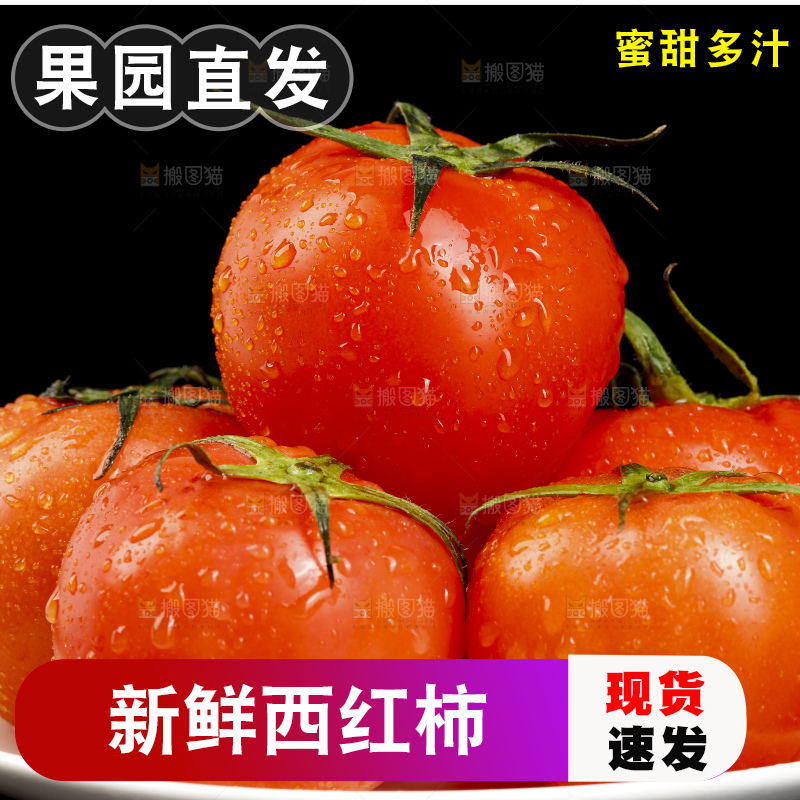 黑底上摆放着西红柿