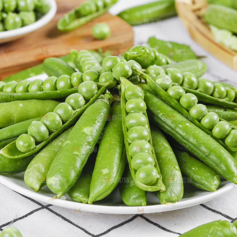 格子底上的豌豆