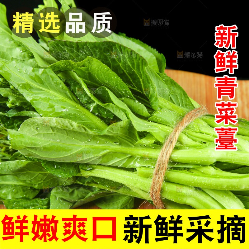 黑底上放着菜薹