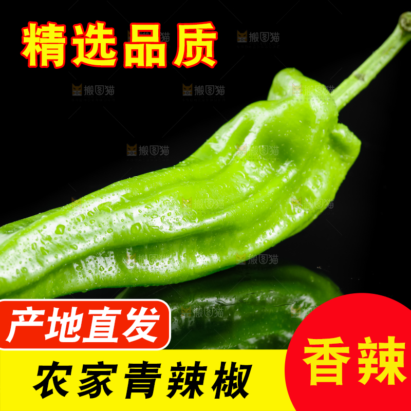 黑底上放着青辣椒