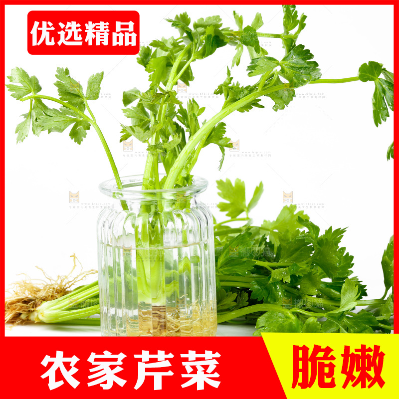 白底上放着芹菜