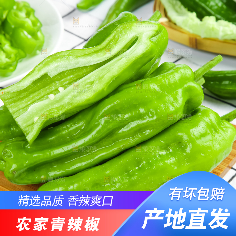 格子底上放着青辣椒