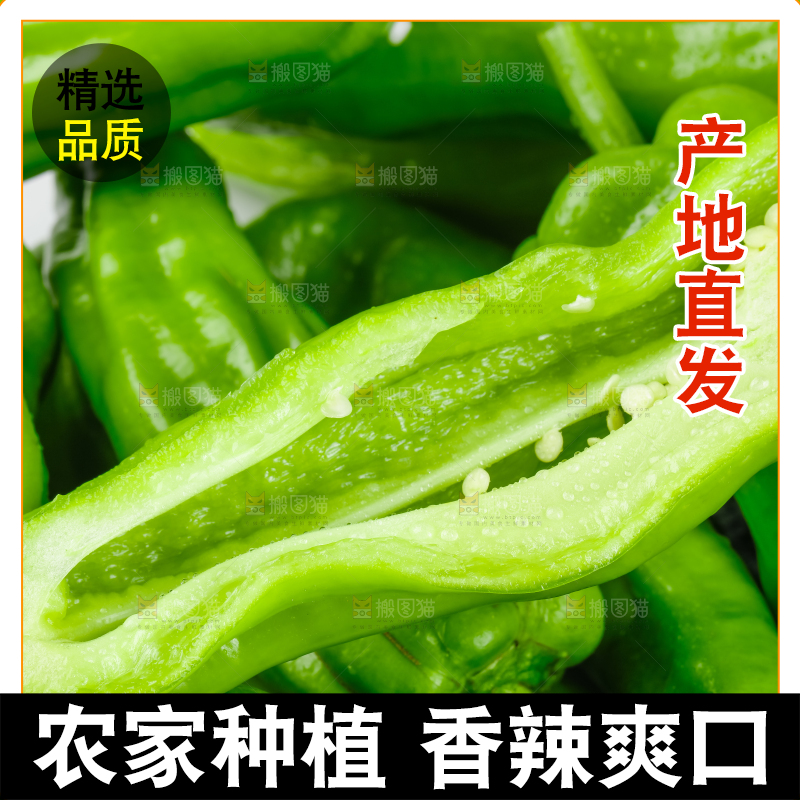 一堆新鲜的青辣椒