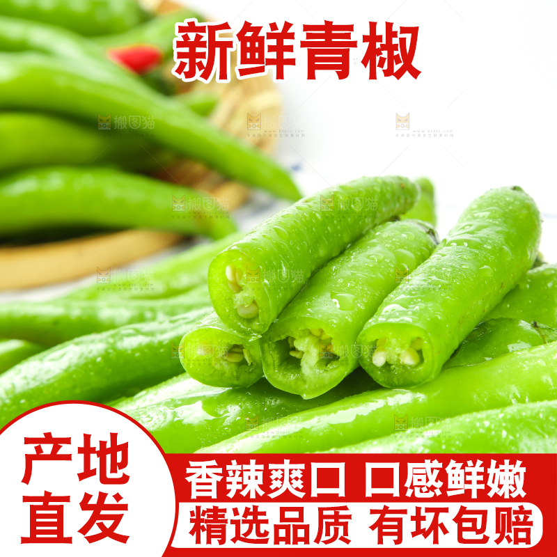 格子底上放着青杭椒