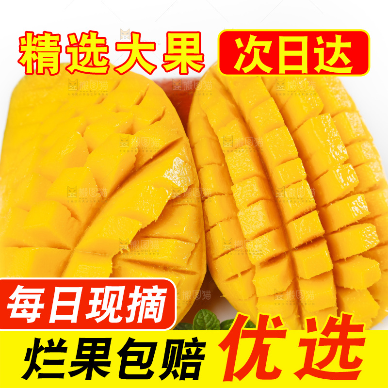 切开的海南新鲜贵妃芒果放在白底上