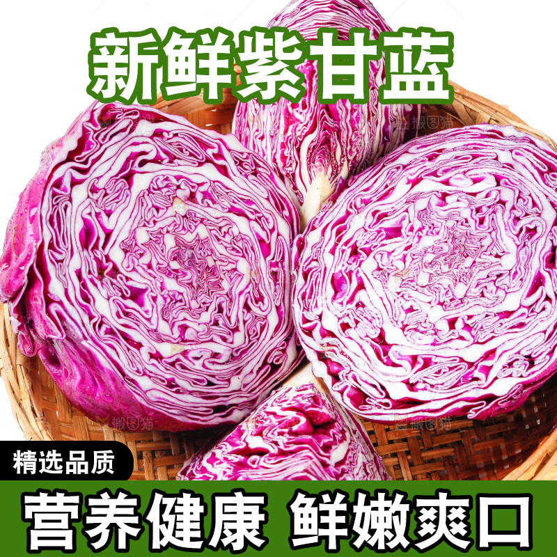 篮子里放着紫椰菜