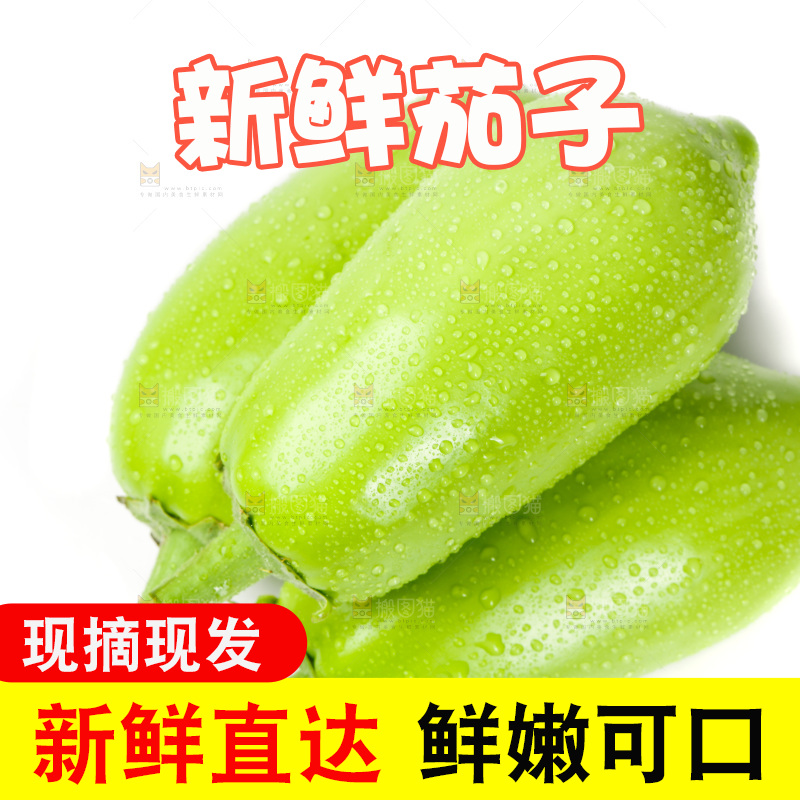 白底上放着青茄子