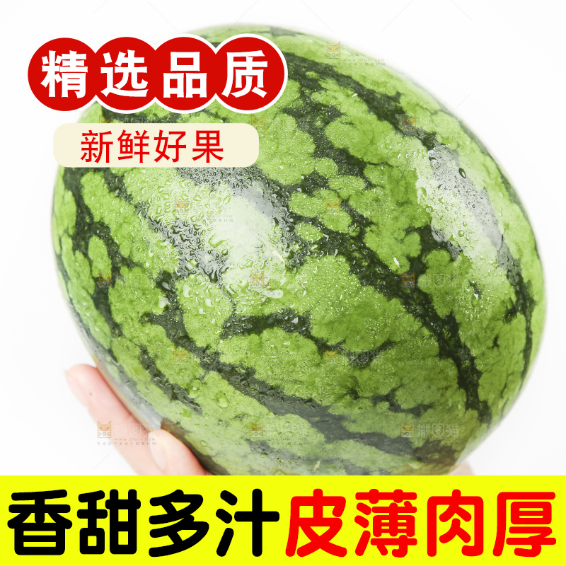 手拿黄心甜西瓜