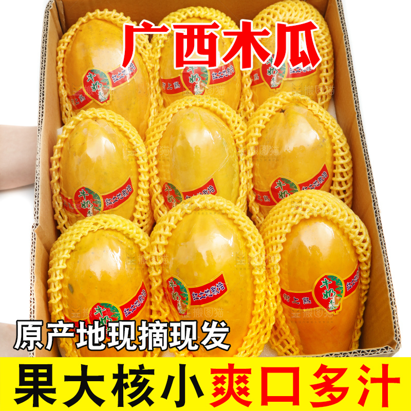 手拿一箱新鲜牛奶木瓜