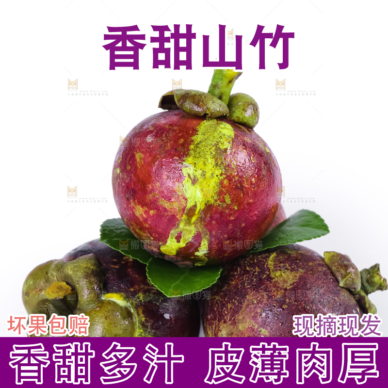 新鲜的泰国进口山竹放在白底上
