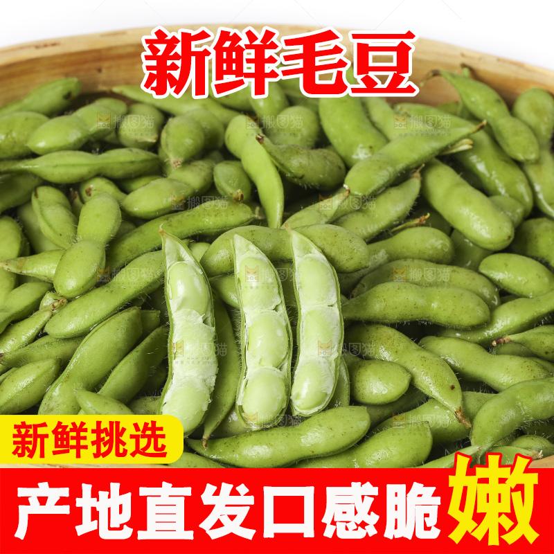 白底上放着一筐新鲜毛豆