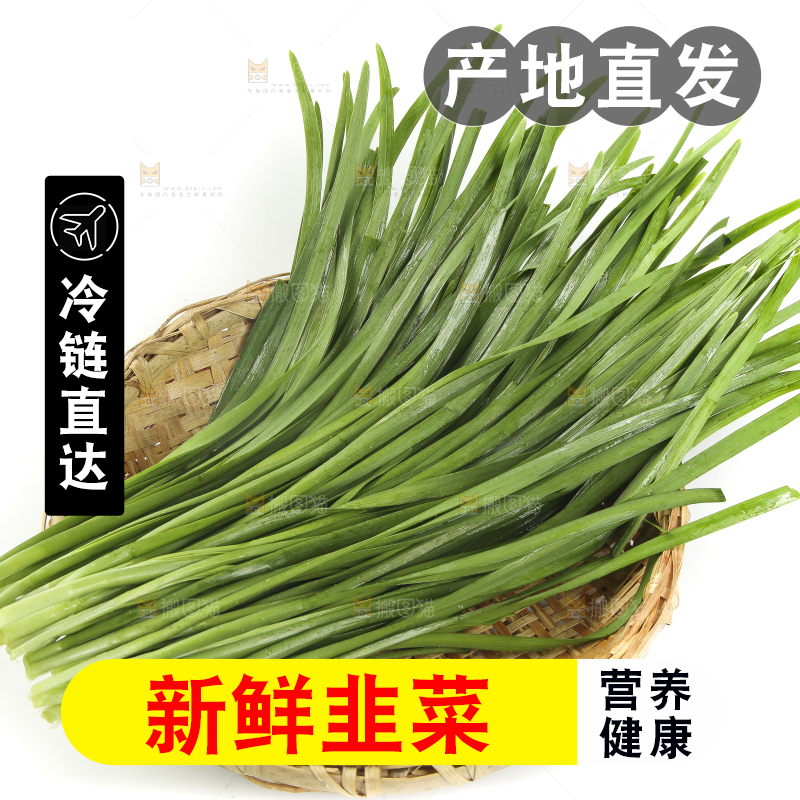篮子里堆放着韭菜