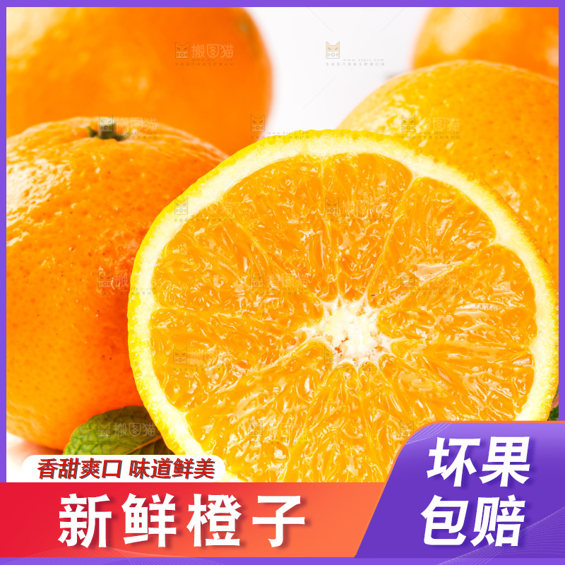 白底上放着新鲜橙子