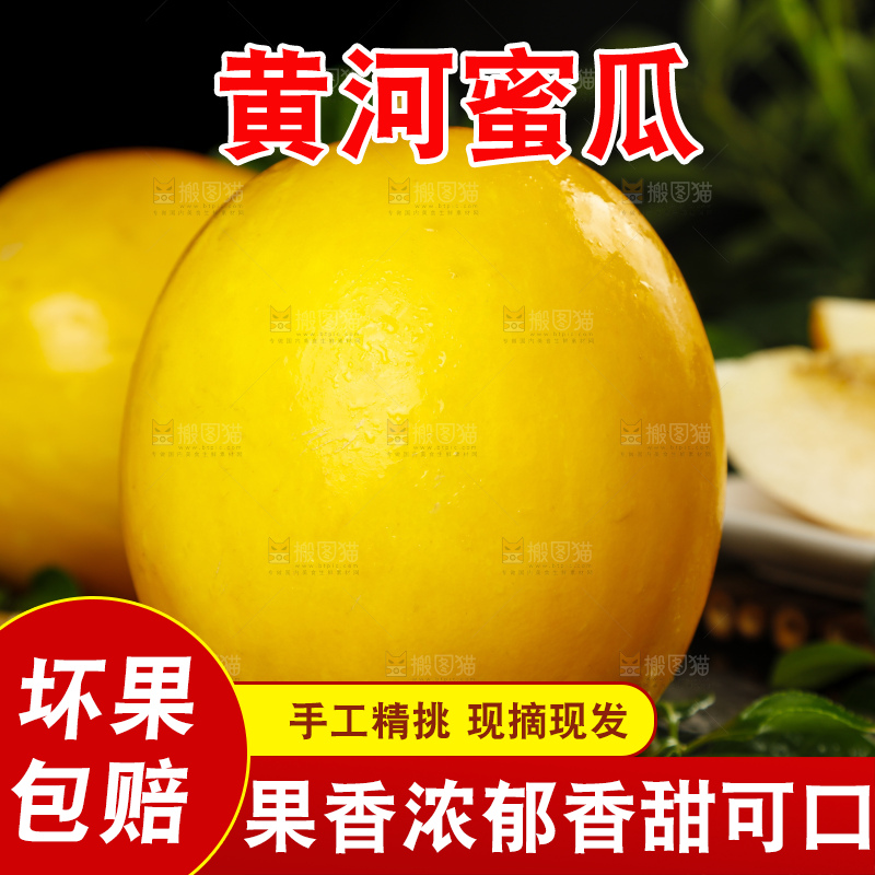 黑底上放着新鲜的黄河蜜瓜