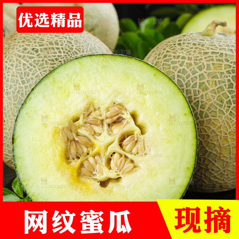 深底上放着切开的新鲜的网纹蜜瓜