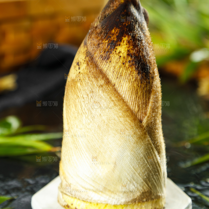 白垫上放着黄泥春笋