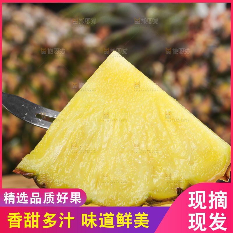 叉子叉着海南金钻凤梨