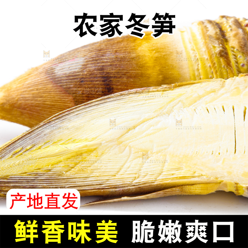 白底上摆放着冬笋