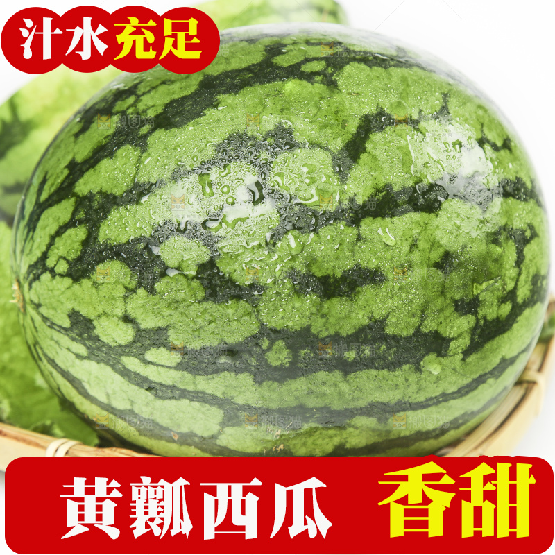 白底上放着黄心甜西瓜