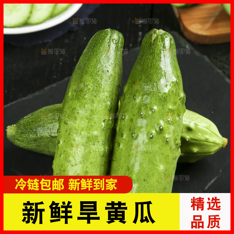 黑石板上的新鲜旱黄瓜