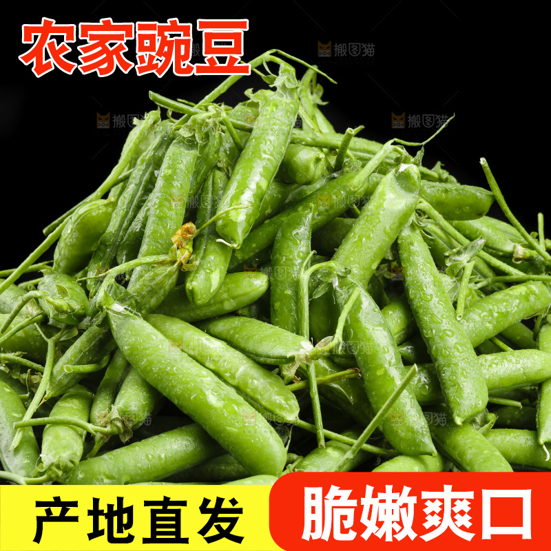 黑底上堆放着豌豆角