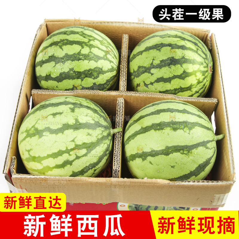 白底上放着一箱新鲜西瓜