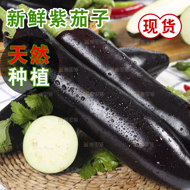 格子底上的新鲜长茄子