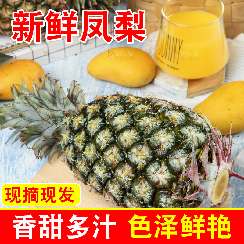 蓝底上的金钻凤梨