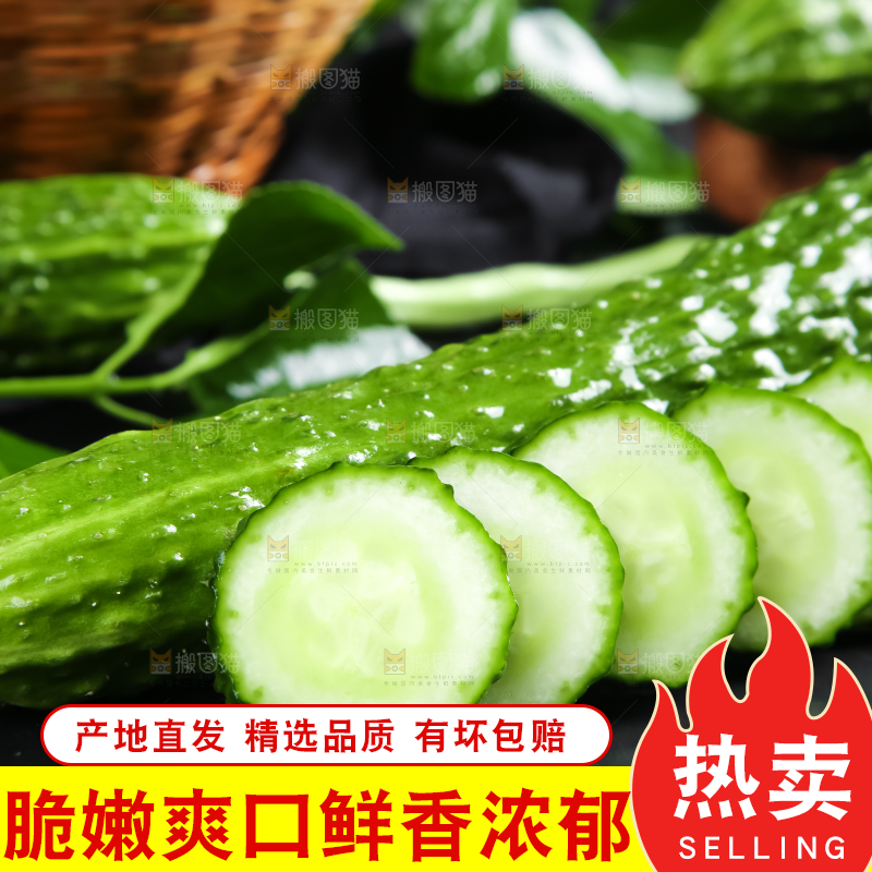 深底上的新鲜刺黄瓜