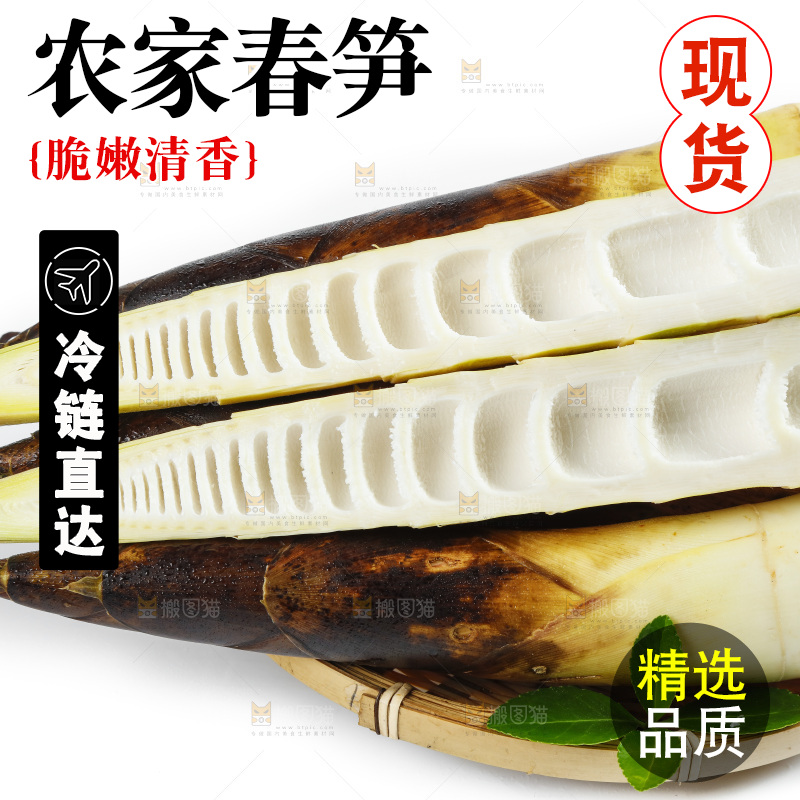 白底上放着一筐天幕山春笋