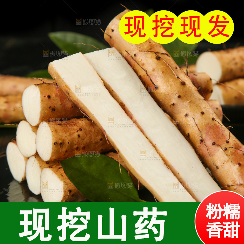 黑底上摆放着白山药