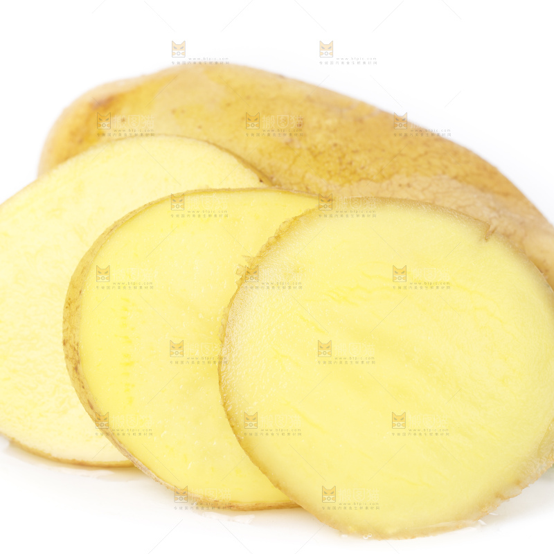 白底上的黄心土豆