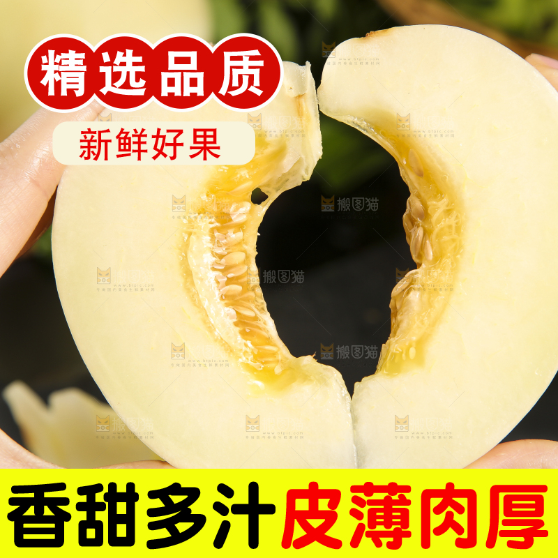 双手拿着切块陕西阎良甜瓜
