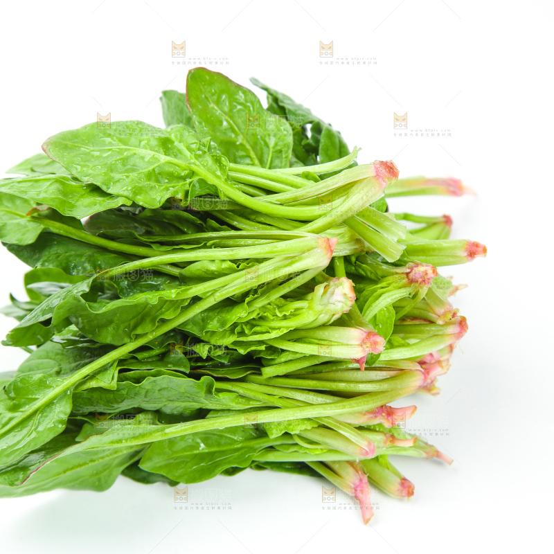 白底上堆着菠菜