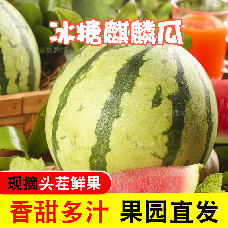 木底上放着新鲜冰糖西瓜