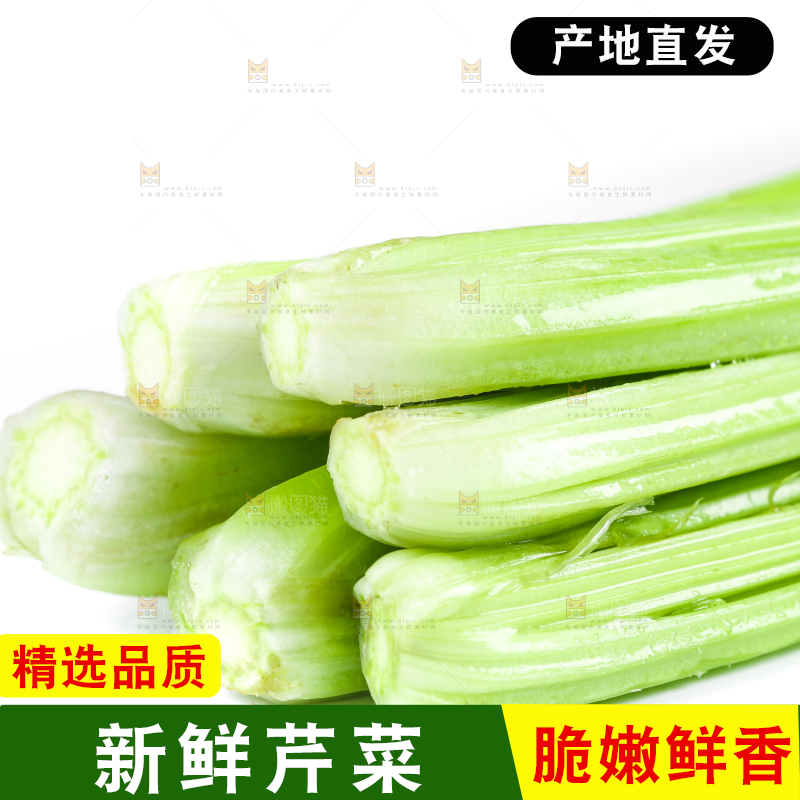 白底上放着新鲜芹菜