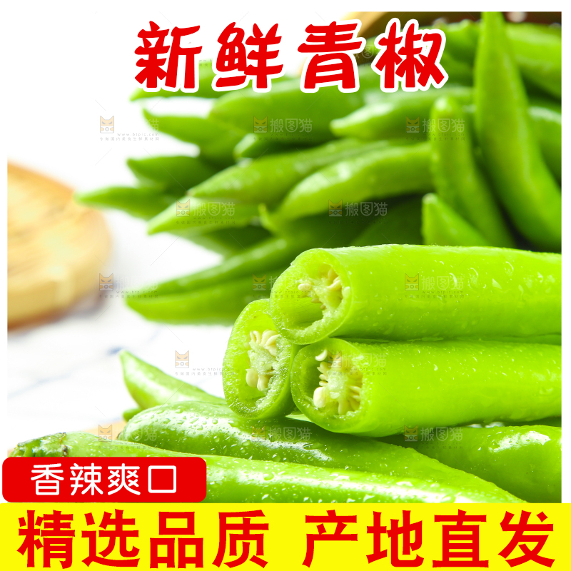 格子底上放着青杭椒