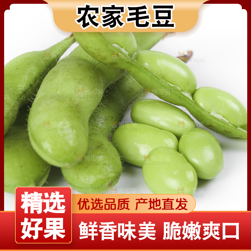 白底上放着四川新鲜毛豆