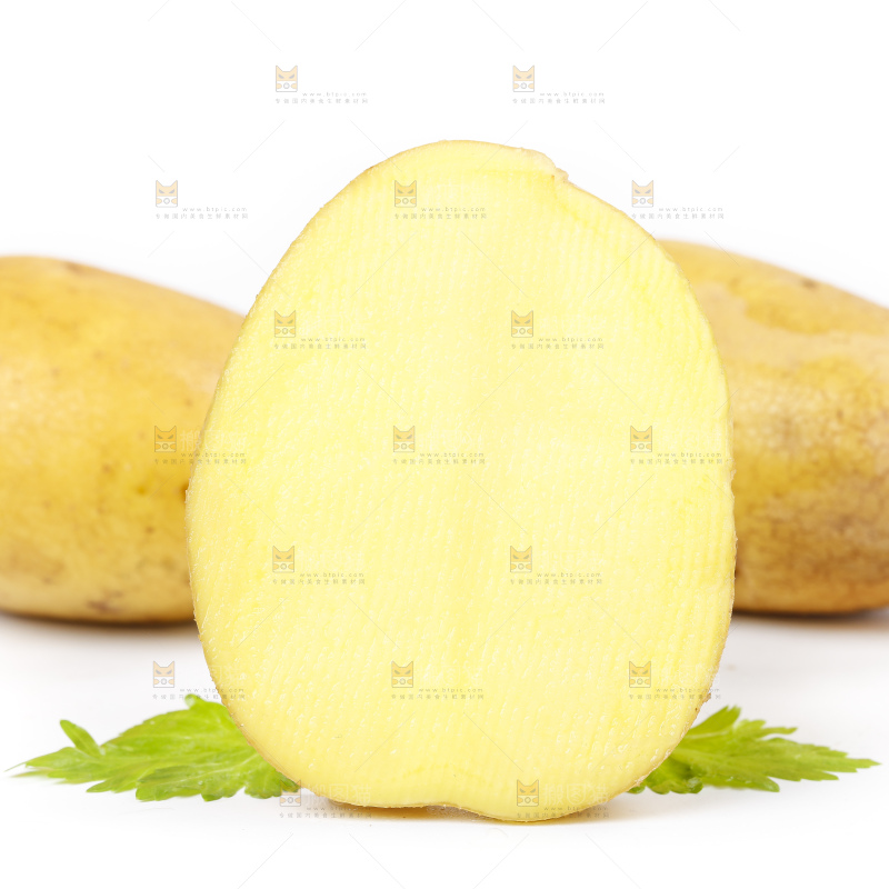 白底上的黄心土豆