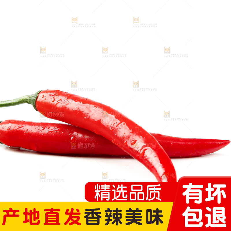 白底上放着红辣椒